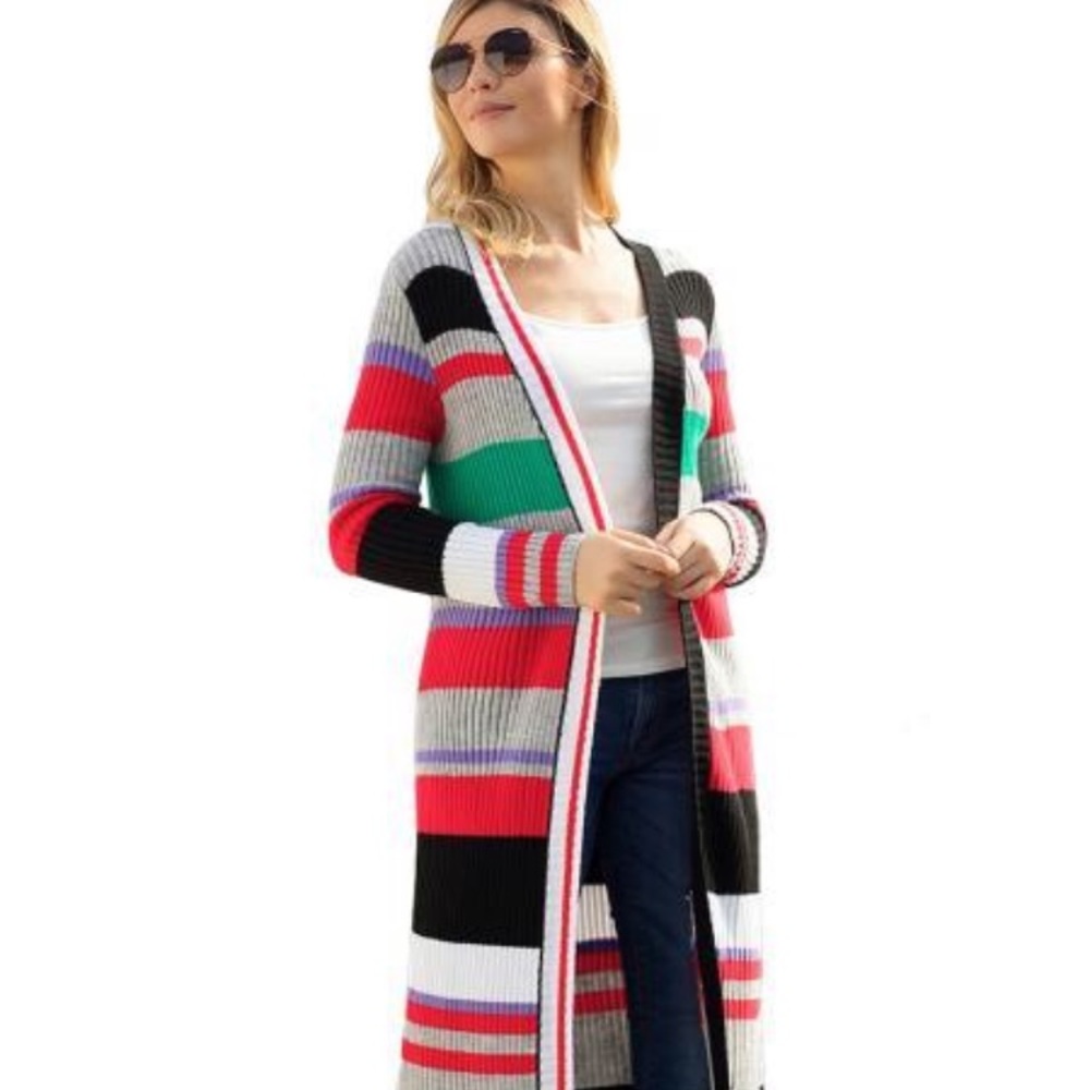 Multi-Colored Long Cardigan